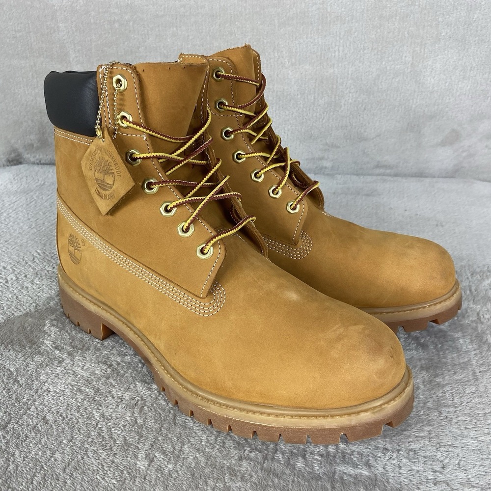 Timberland Premium 6 inch Mens Work Boots Size 11.5 Wheat Nubuck Waterproof